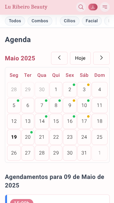 Agendamentos no mobile