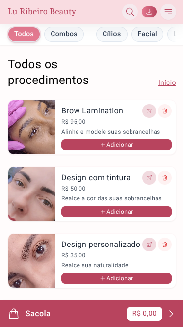 Catálogo no mobile